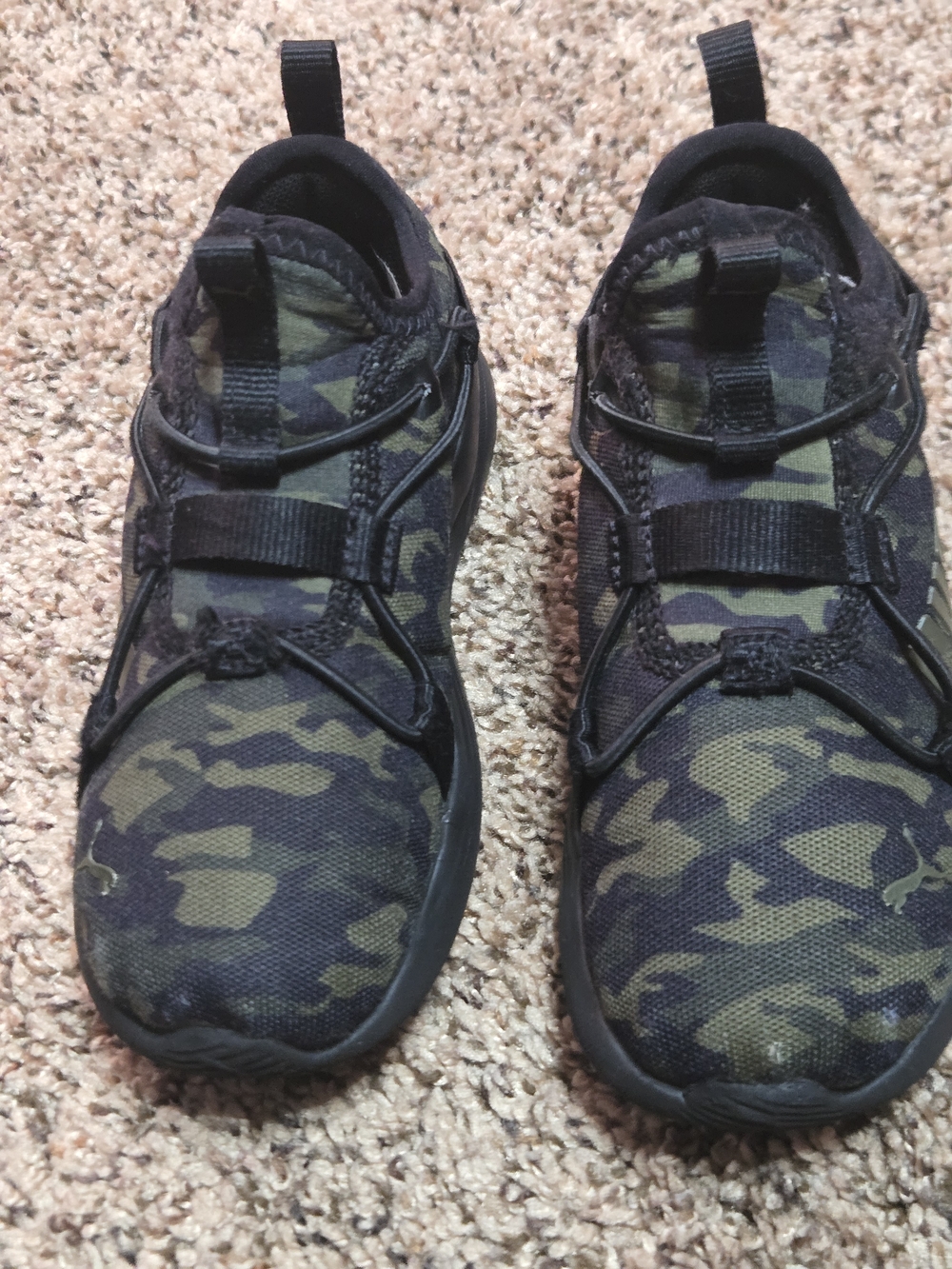 *Size 10C* Puma Kids Camo Slip-On Sneakers in Green and Black